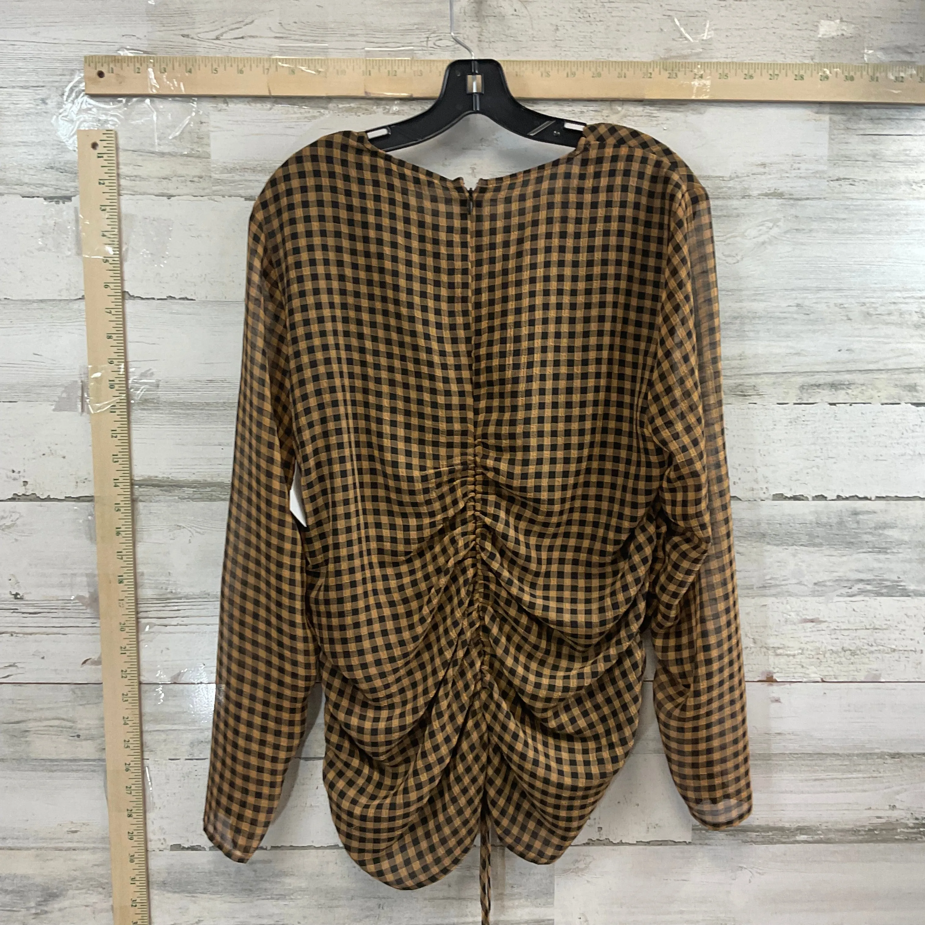 Blouse Long Sleeve By Calvin Klein In Brown, Size: Xl