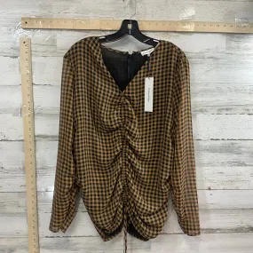 Blouse Long Sleeve By Calvin Klein In Brown, Size: Xl