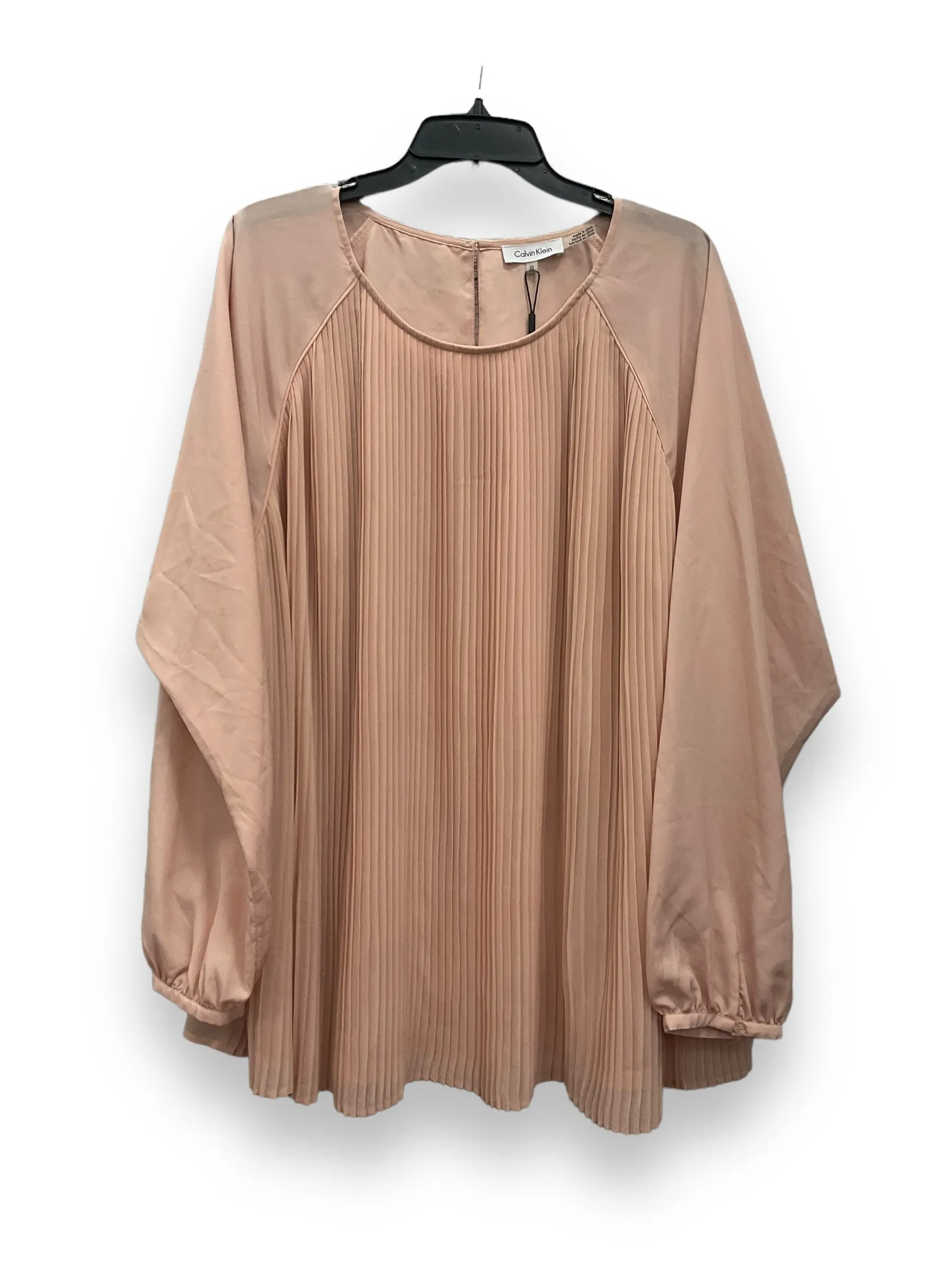 Blouse Long Sleeve By Calvin Klein In Peach, Size: 2x