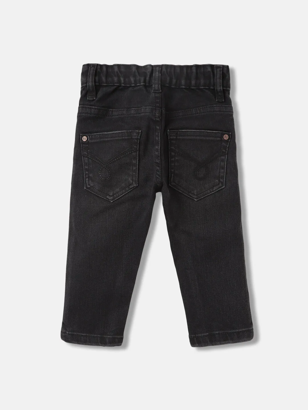 Blue Giraffe Boys Black Solid Straight Fit Jeans