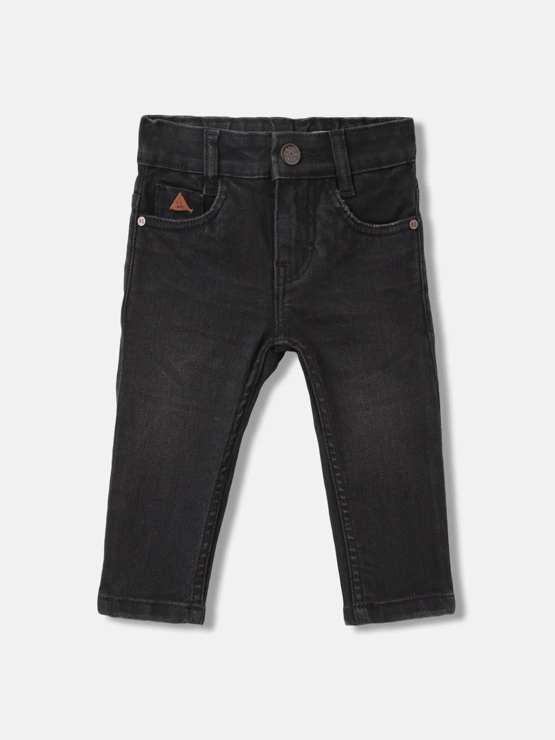 Blue Giraffe Boys Black Solid Straight Fit Jeans