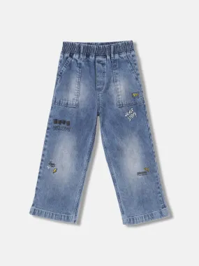 Blue Giraffe Boys Blue Solid Relaxed Fit Mid-Rise Jeans