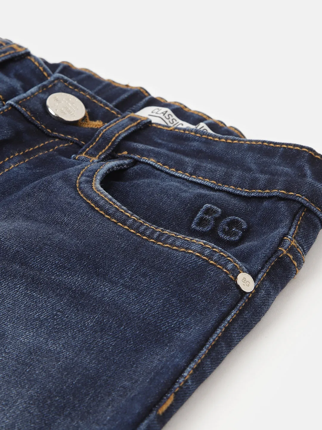 Blue Giraffe Boys Blue Solid Straight Fit Jeans