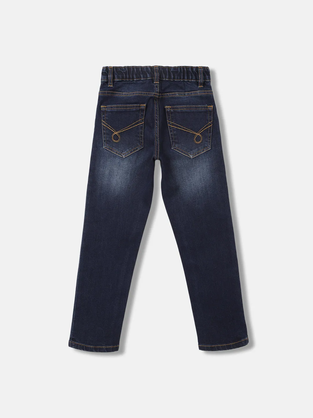 Blue Giraffe Boys Blue Solid Straight Fit Jeans