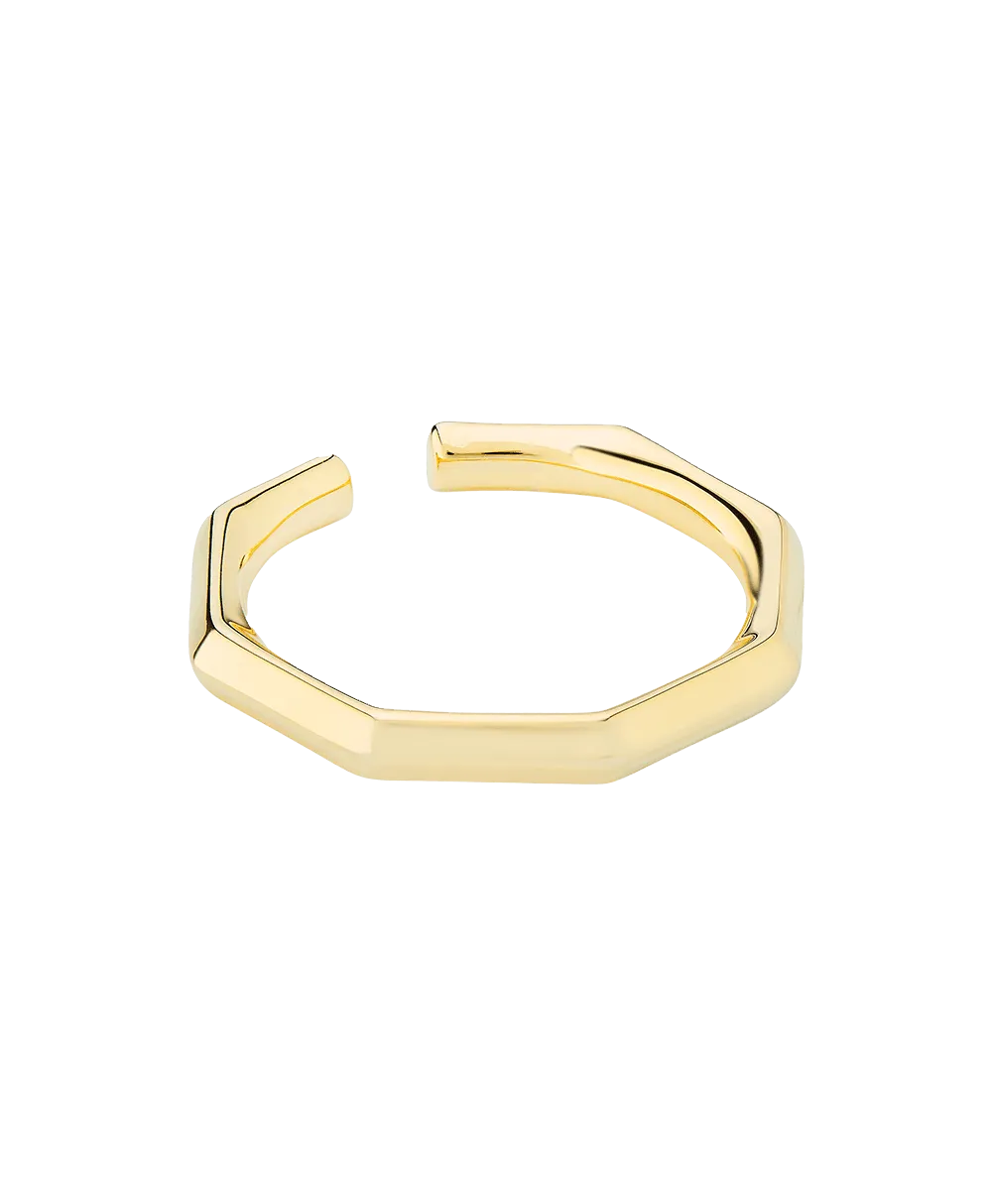 Bo Hex Ring 18ct Gold Plated