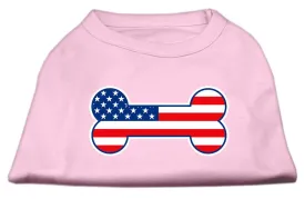 Bone Shaped American Flag Screen Print Shirts  Light Pink XXL (18)