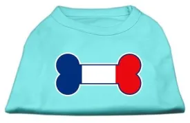 Bone Shaped France Flag Screen Print Shirts Aqua XXXL(20)