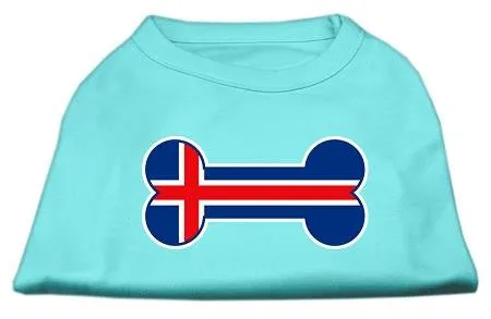 Bone Shaped Iceland Flag Screen Print Shirts Aqua XS (8)