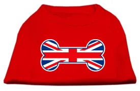 Bone Shaped United Kingdom (Union Jack) Flag Screen Print Shirts Red XL (16)