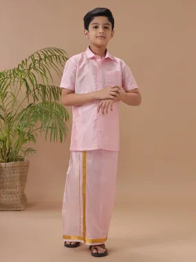 Boys Shirt & Dhoti Sets Swayamvara Pink