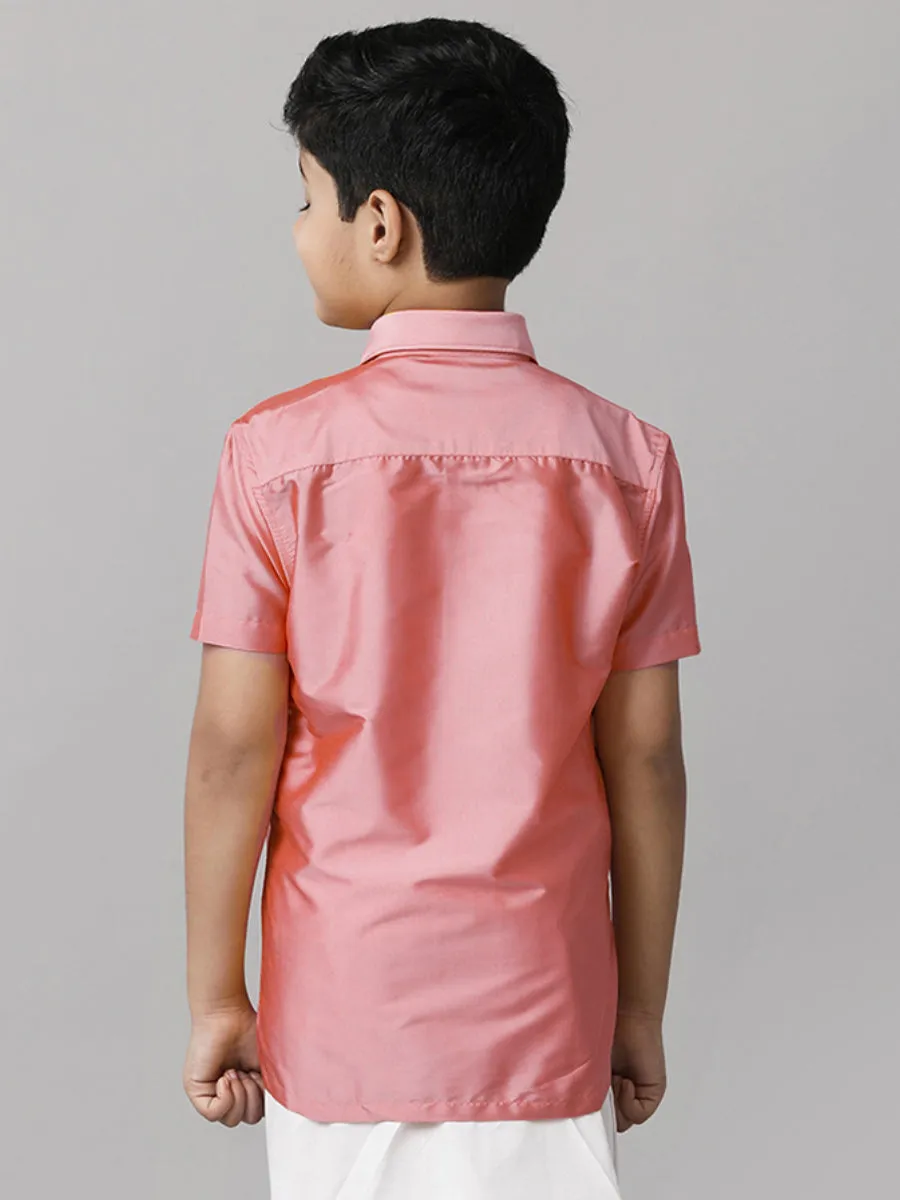 Boys Silk Cotton Pink Half Sleeves Shirt K45