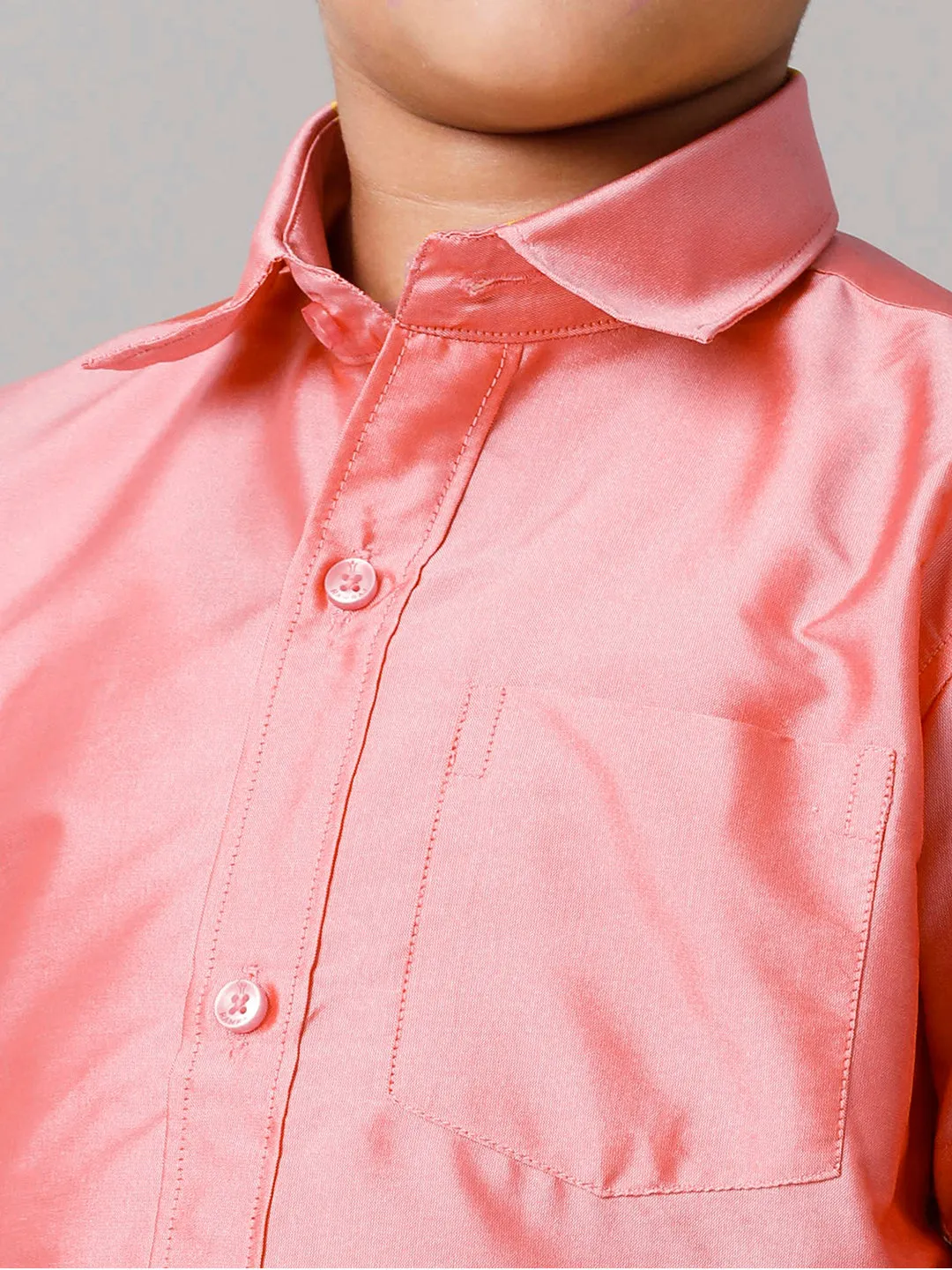 Boys Silk Cotton Pink Half Sleeves Shirt K45