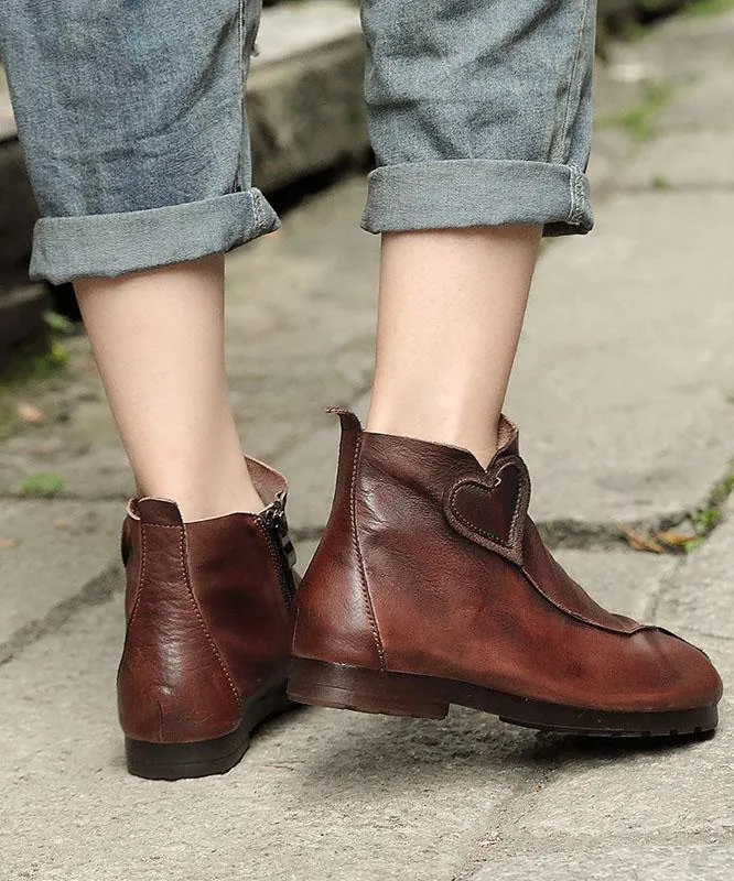 Brown Boots Cowhide Leather Boutique Splicing Ankle boots