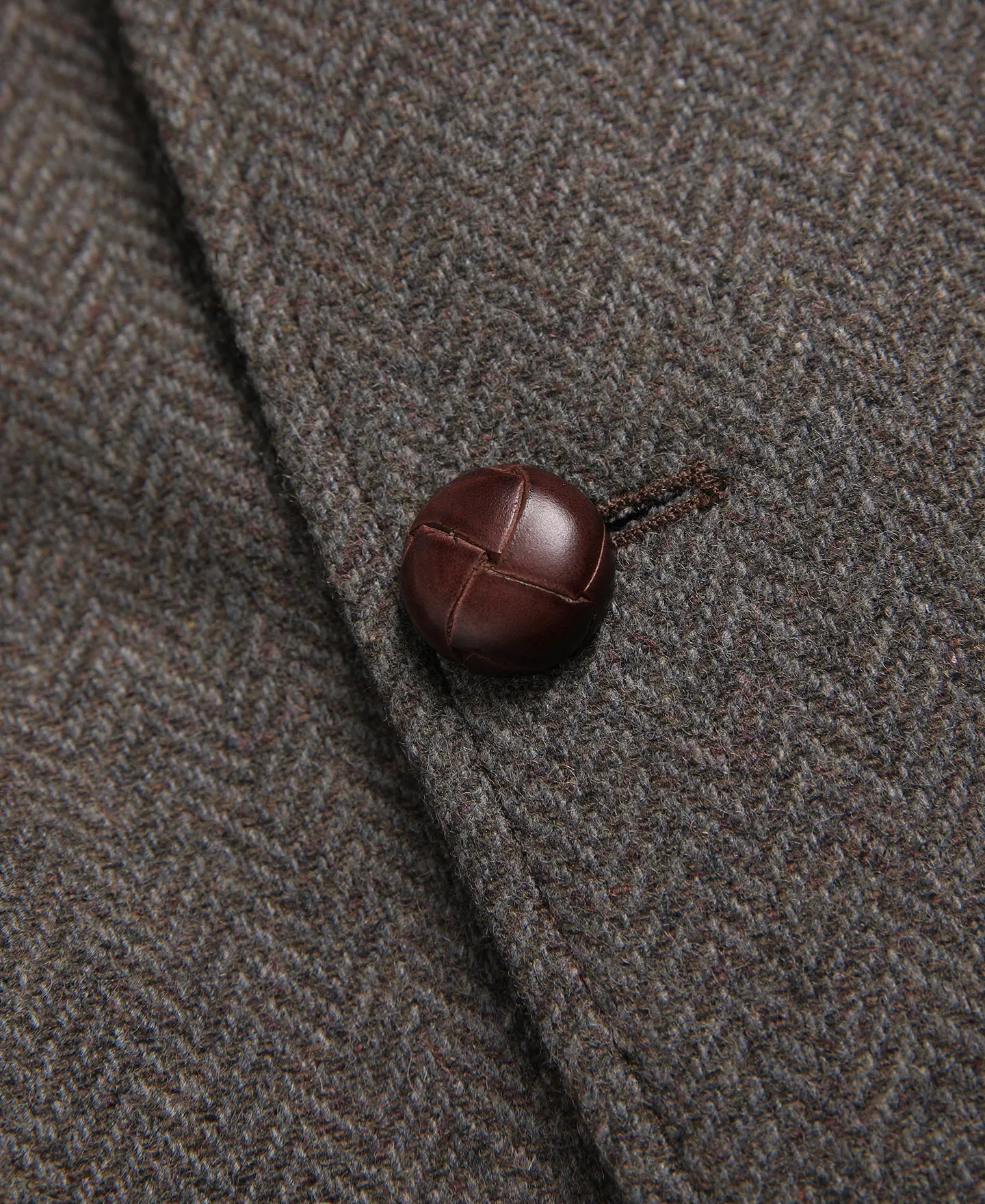 Brown Herringbone Tweed Blazer