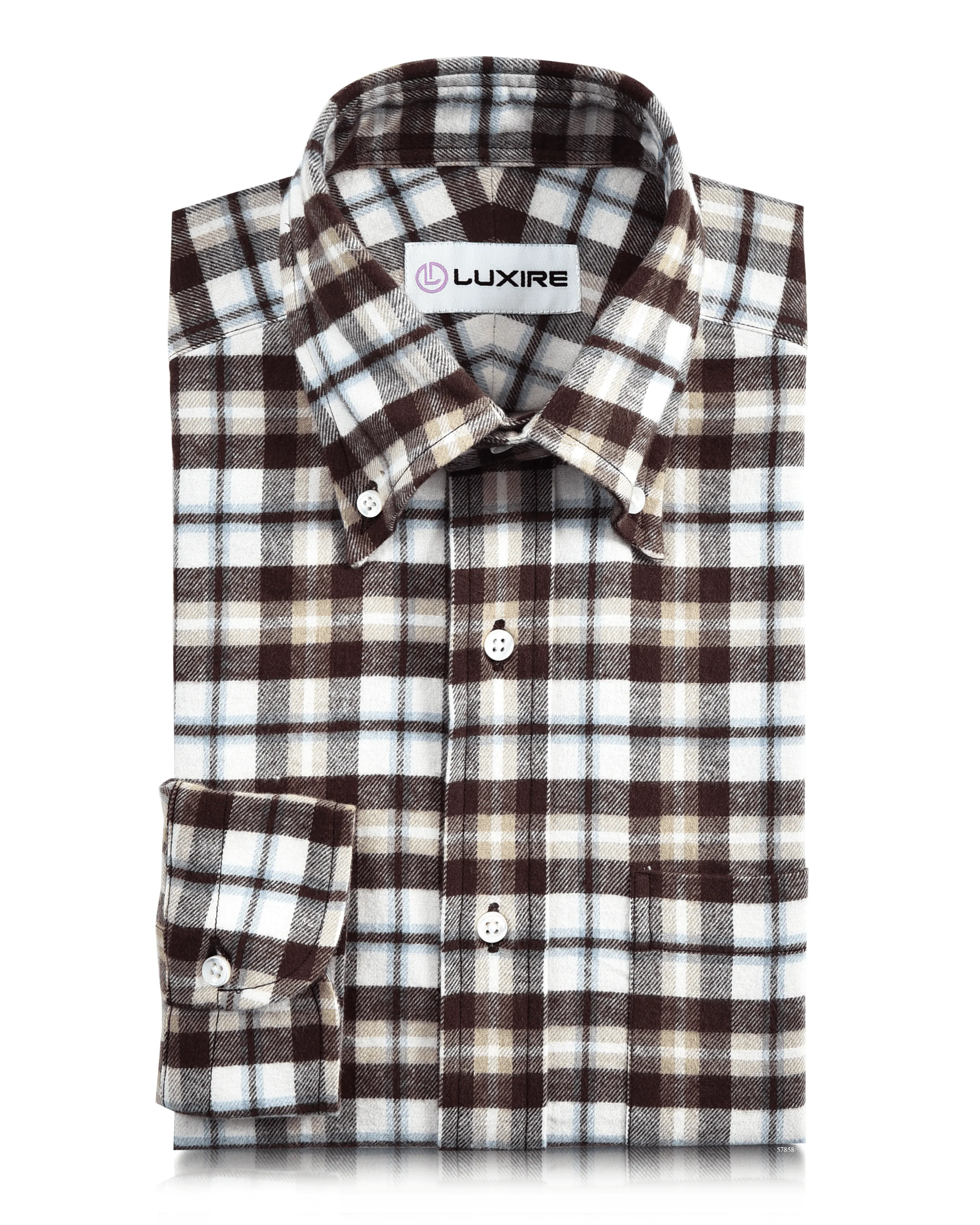 Brown Tan White Twill Flannel Work Shirt