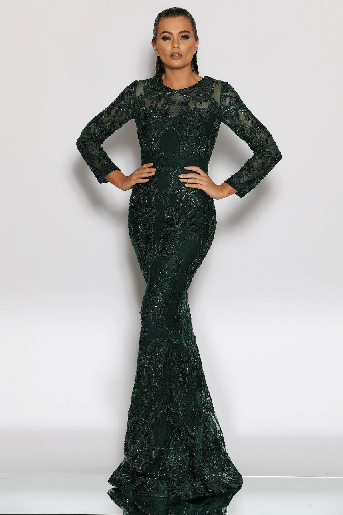 BUY IT JADORE Lauren Longsleeve Gown Jx2083 (Emerald)