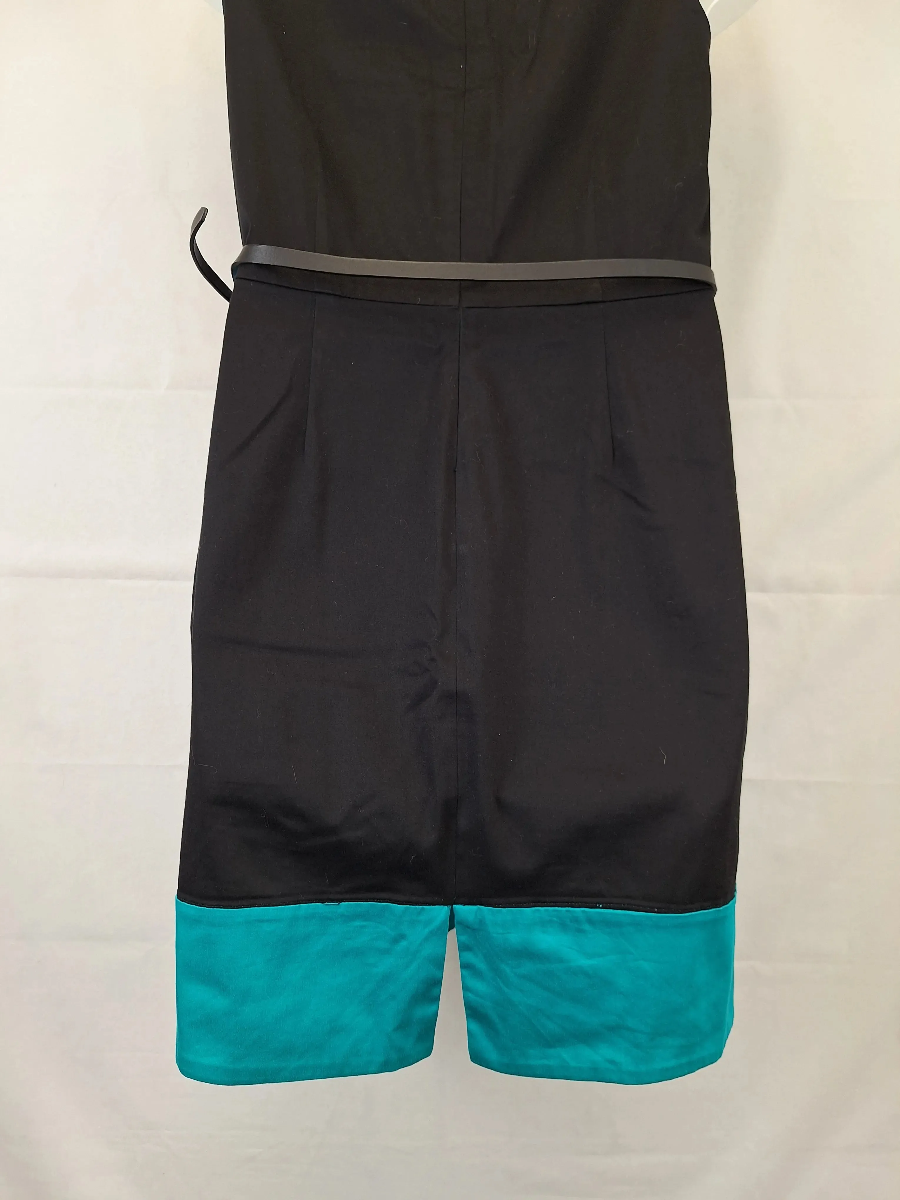 Calvin Klein Classy Belted Colour Block Work Dress Size 12