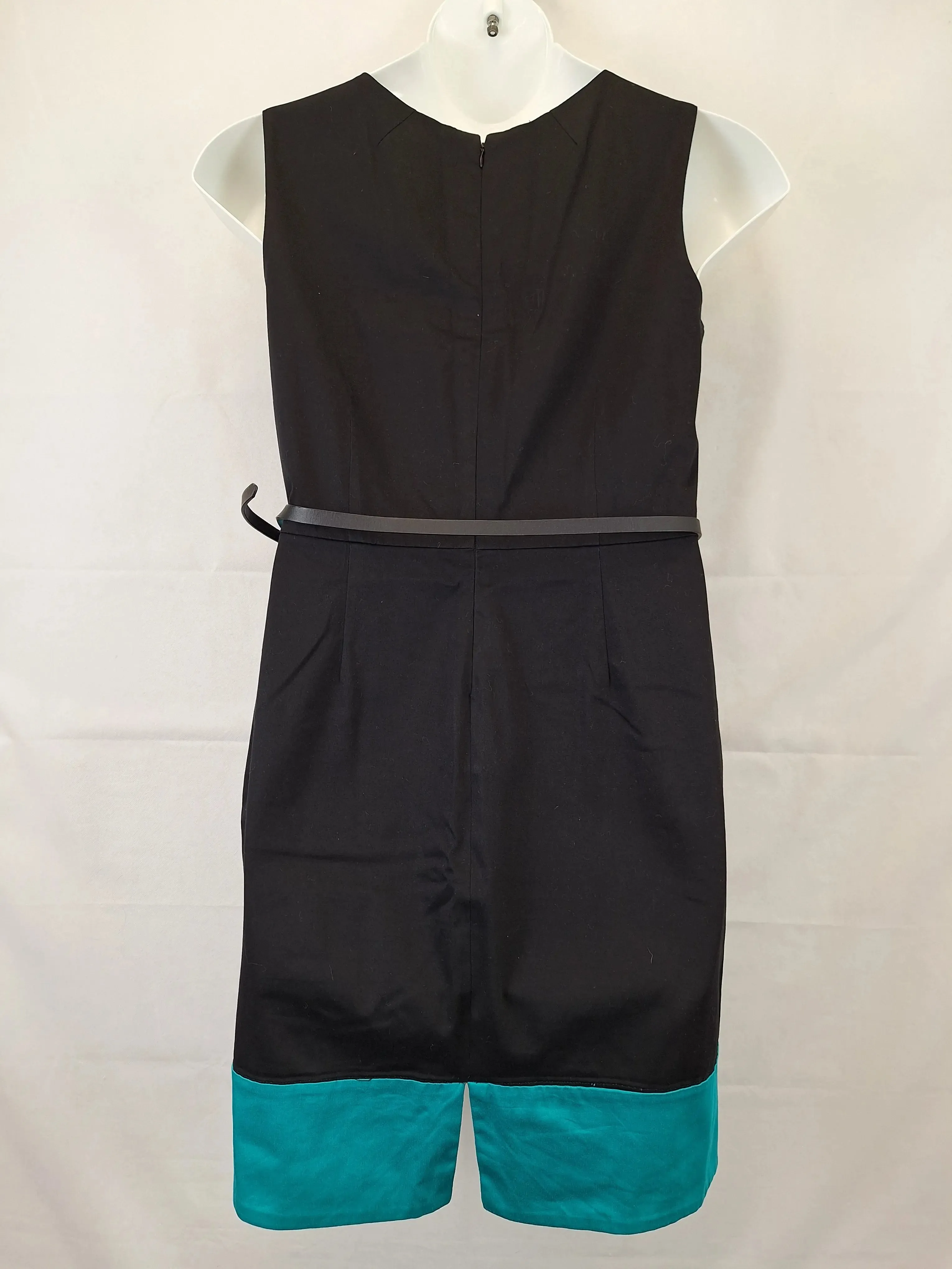 Calvin Klein Classy Belted Colour Block Work Dress Size 12