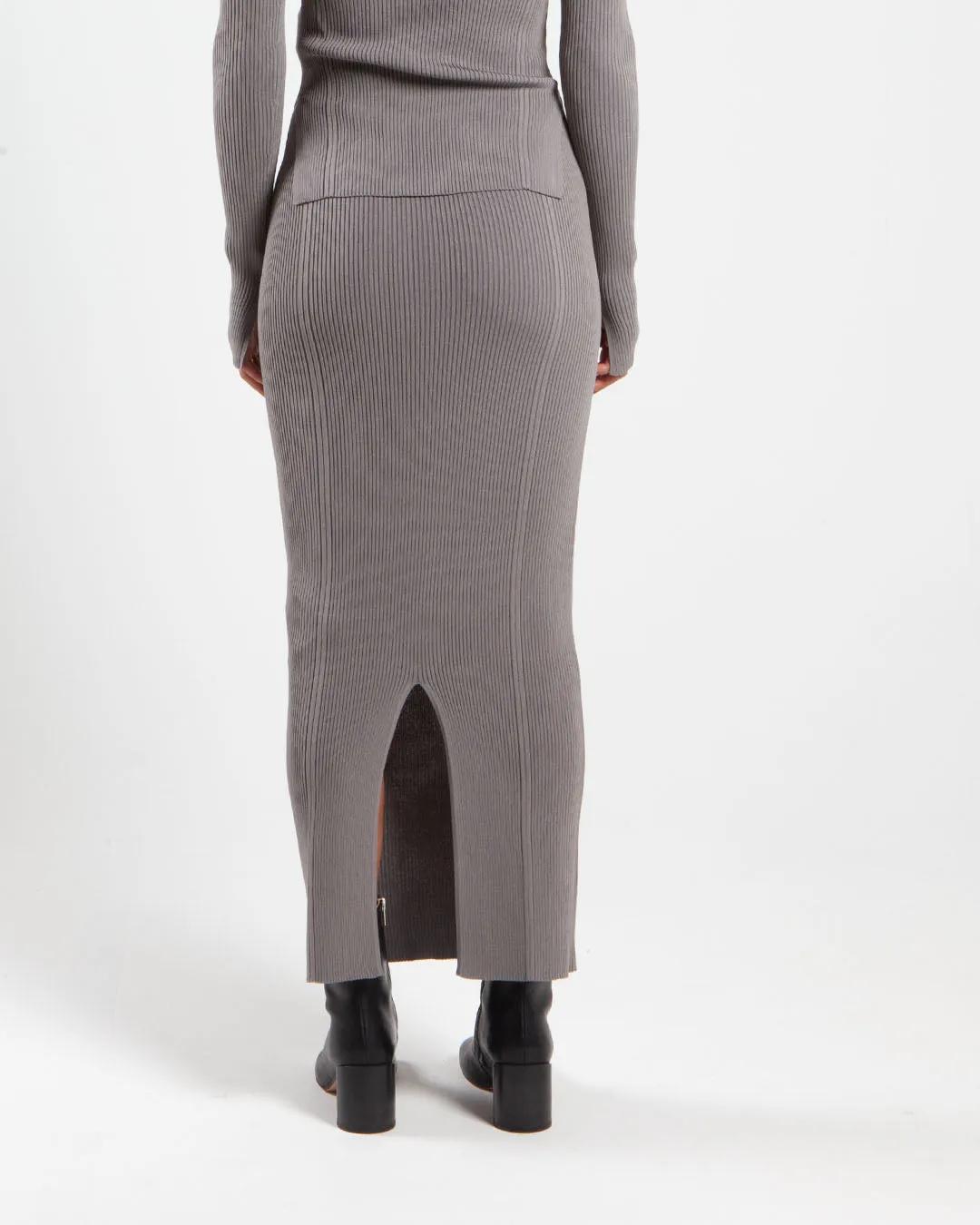 Calvin Klein Ribbed Knit Skirt Steeple Grey