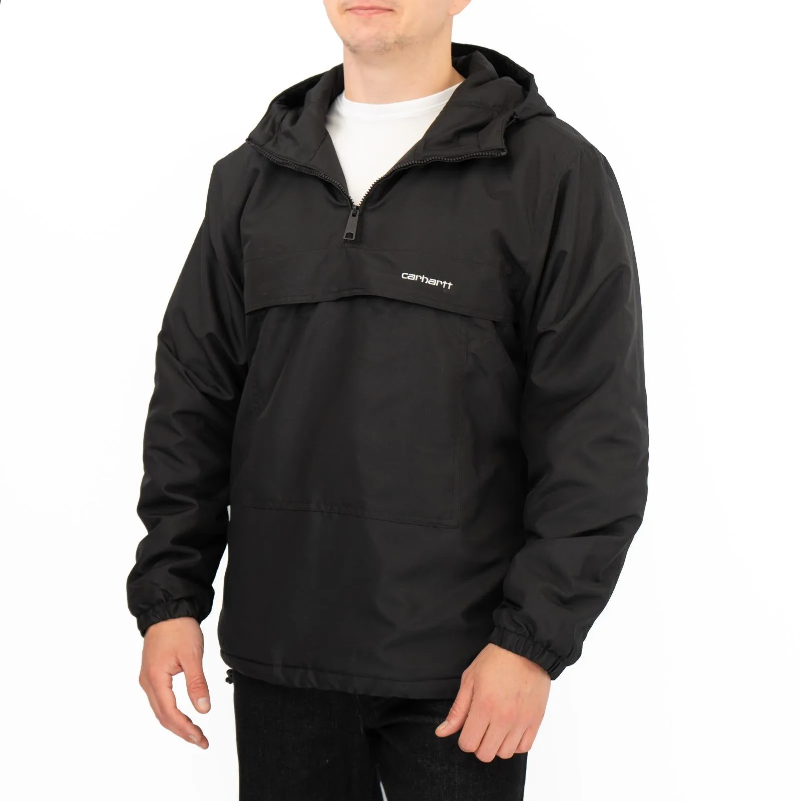 Carhartt WIP Mens Windbreaker Jackets WINTER Fleece Lined Pullover Black