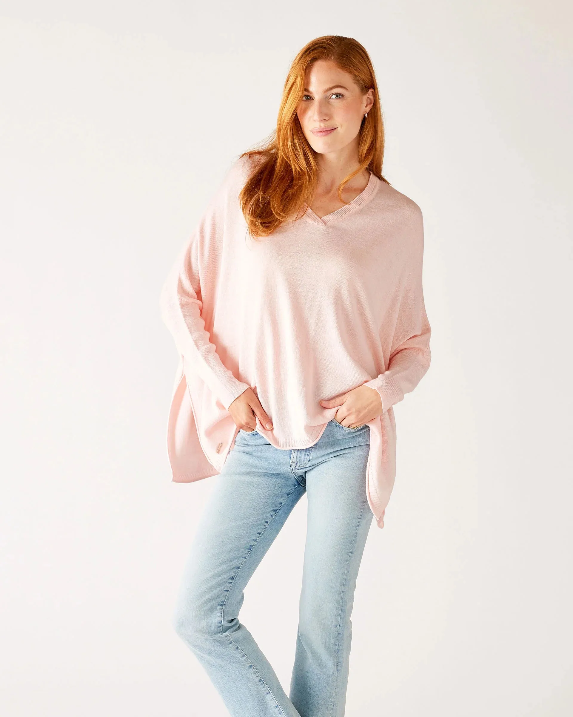 Catalina V-Neck Sweater in Sorbet Pink