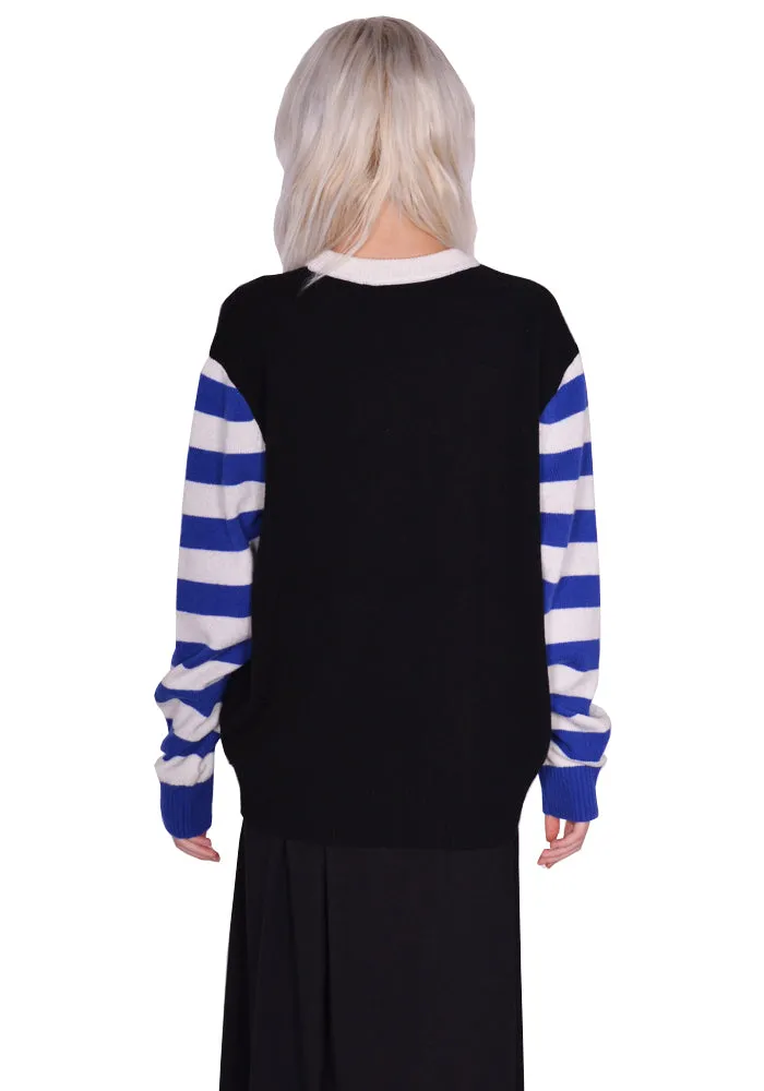 CHARLES JEFFREY LOVERBOY 32090901 CUTE GROMLIN KNIT SWEATER BLACK/BLUE/ECRU