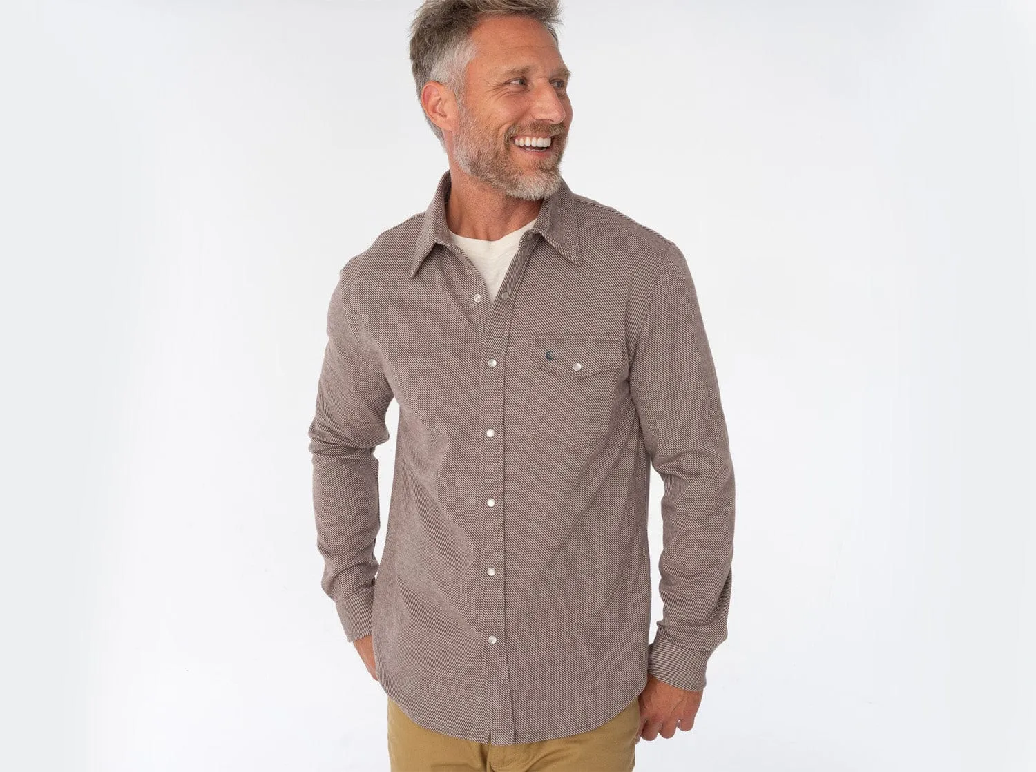 Bourbon Chill-Knit Twill Shirt with Pearl Snaps