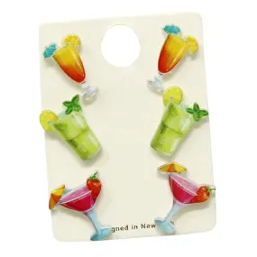 Cocktail Acrylic Stud Earring Set