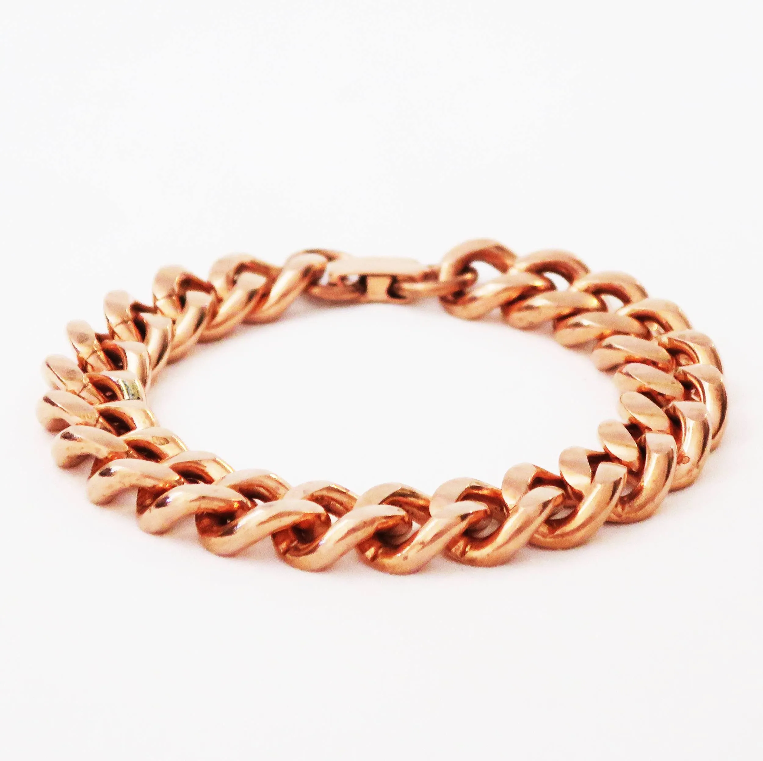 Copper Necklace Chain Set For Men Heavy Duty 24" Curb Chain Necklace And Matching Bracelet SET7924