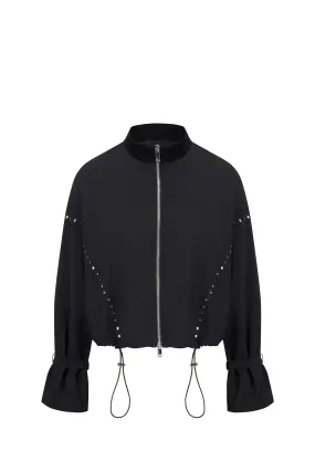 Cropped Studded Drawstring Jacket