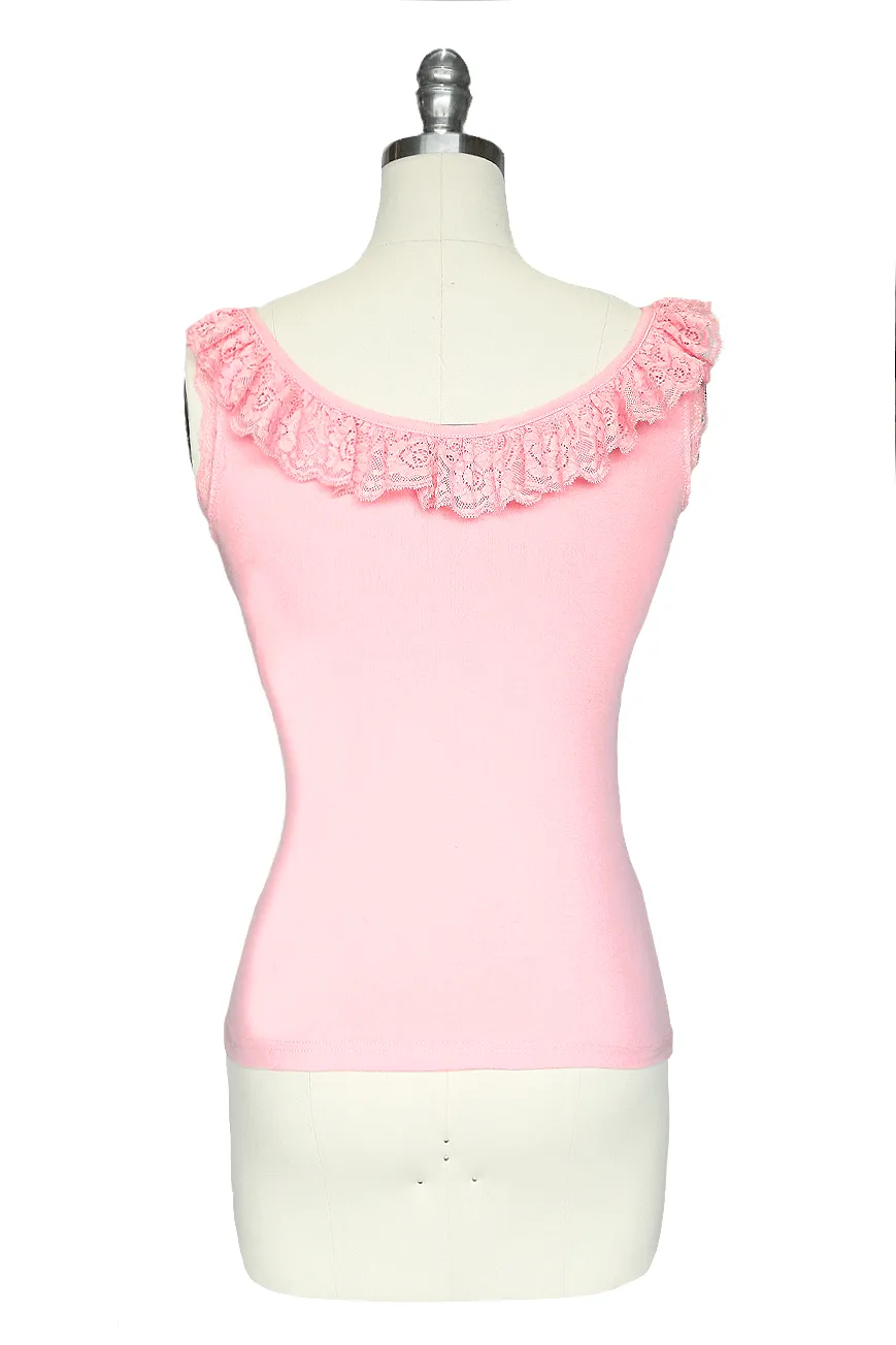 D'Amour Follies Madam Ruffle Singlet (Rose Pink)