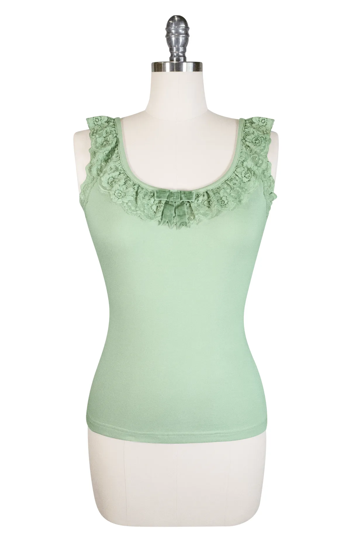 D'Amour Follies Madam Ruffle Singlet (Sage Green)