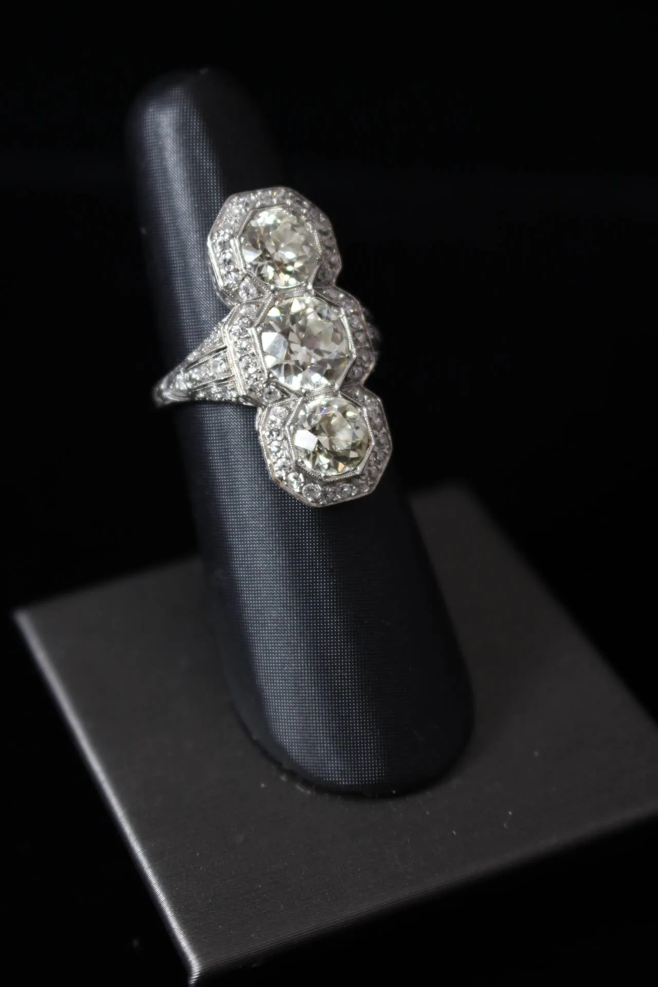 DIAMOND 1900s Edwardian European Cut Ring Size 6 1/2