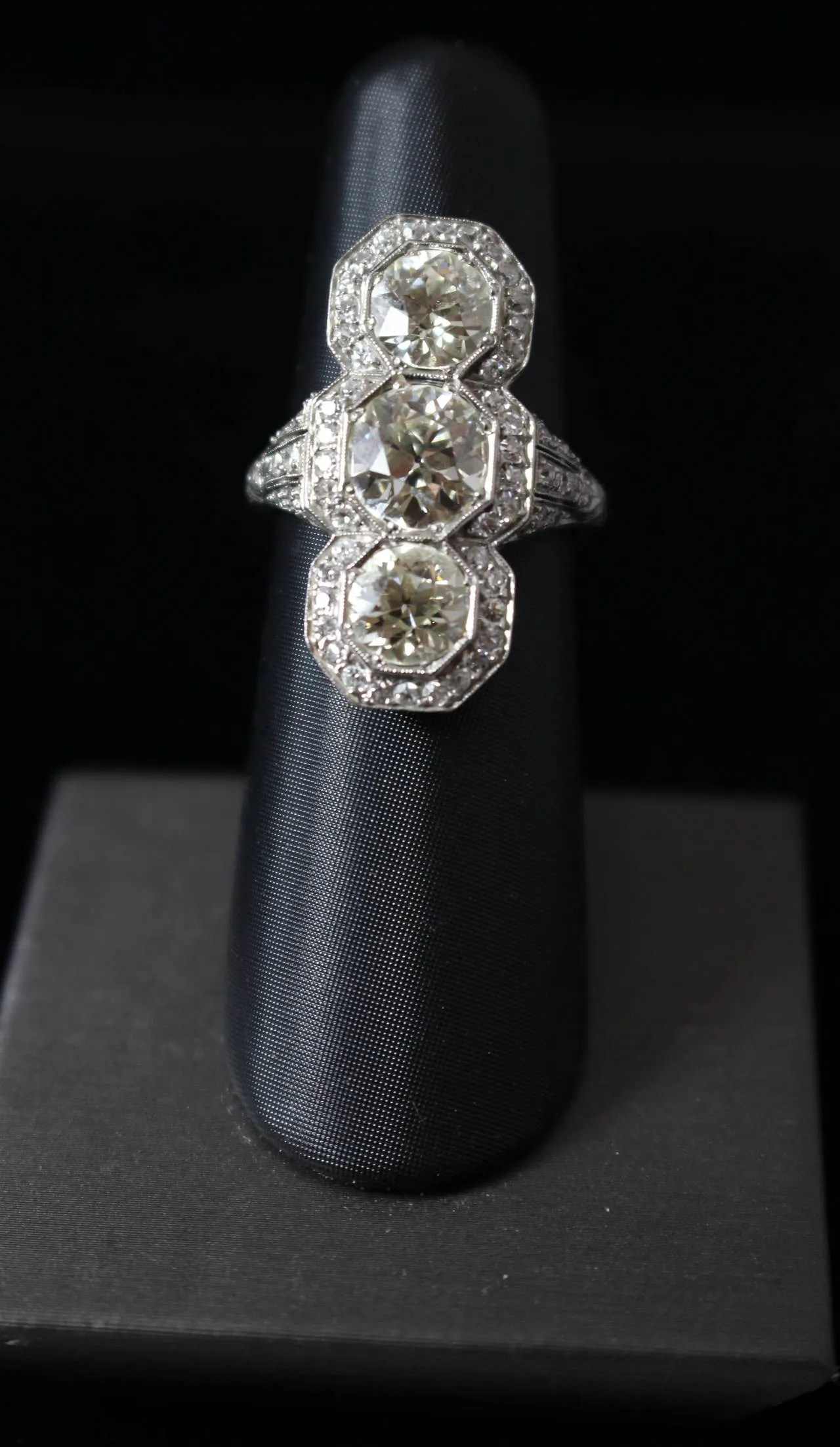 DIAMOND 1900s Edwardian European Cut Ring Size 6 1/2