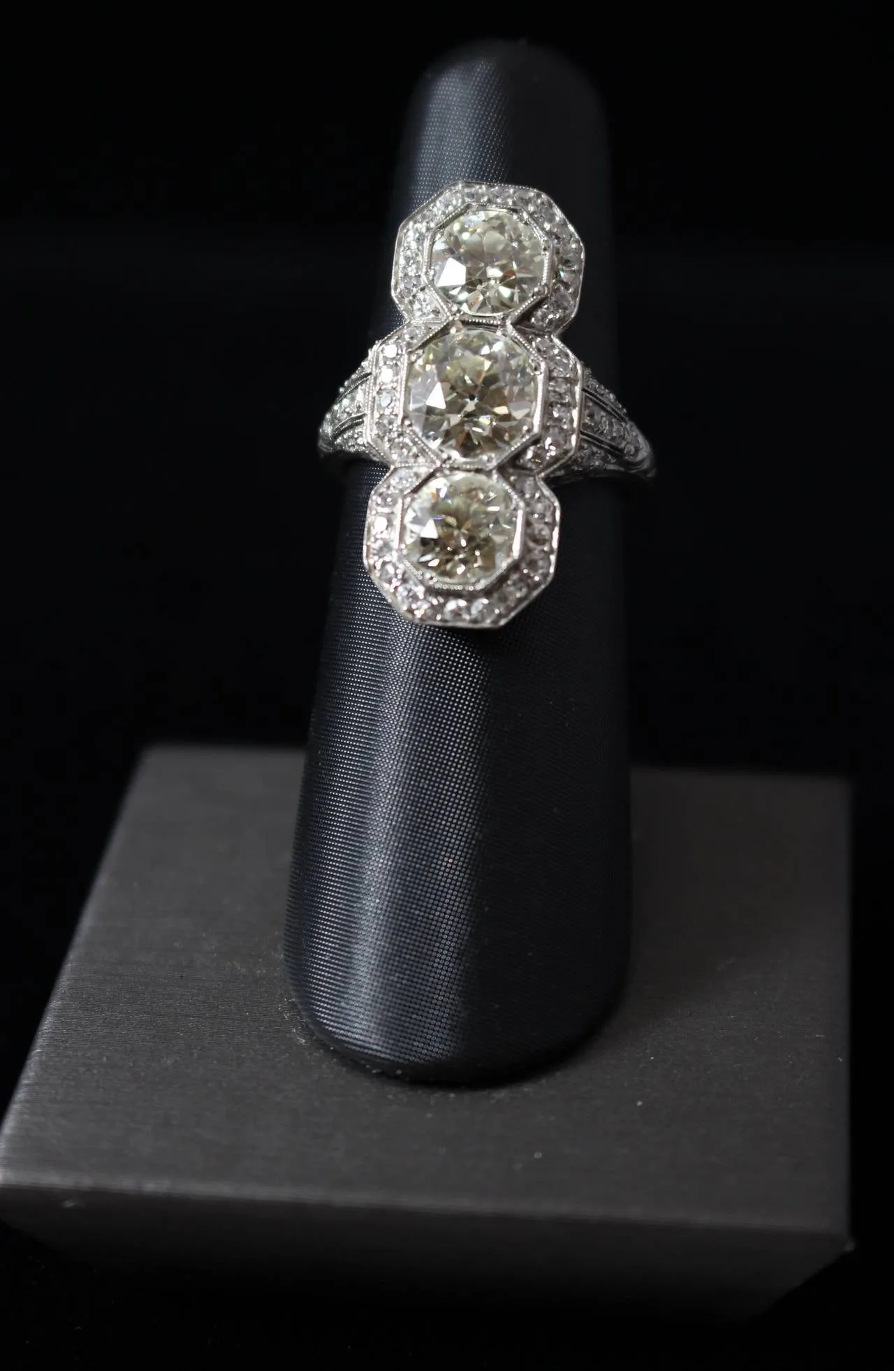 DIAMOND 1900s Edwardian European Cut Ring Size 6 1/2