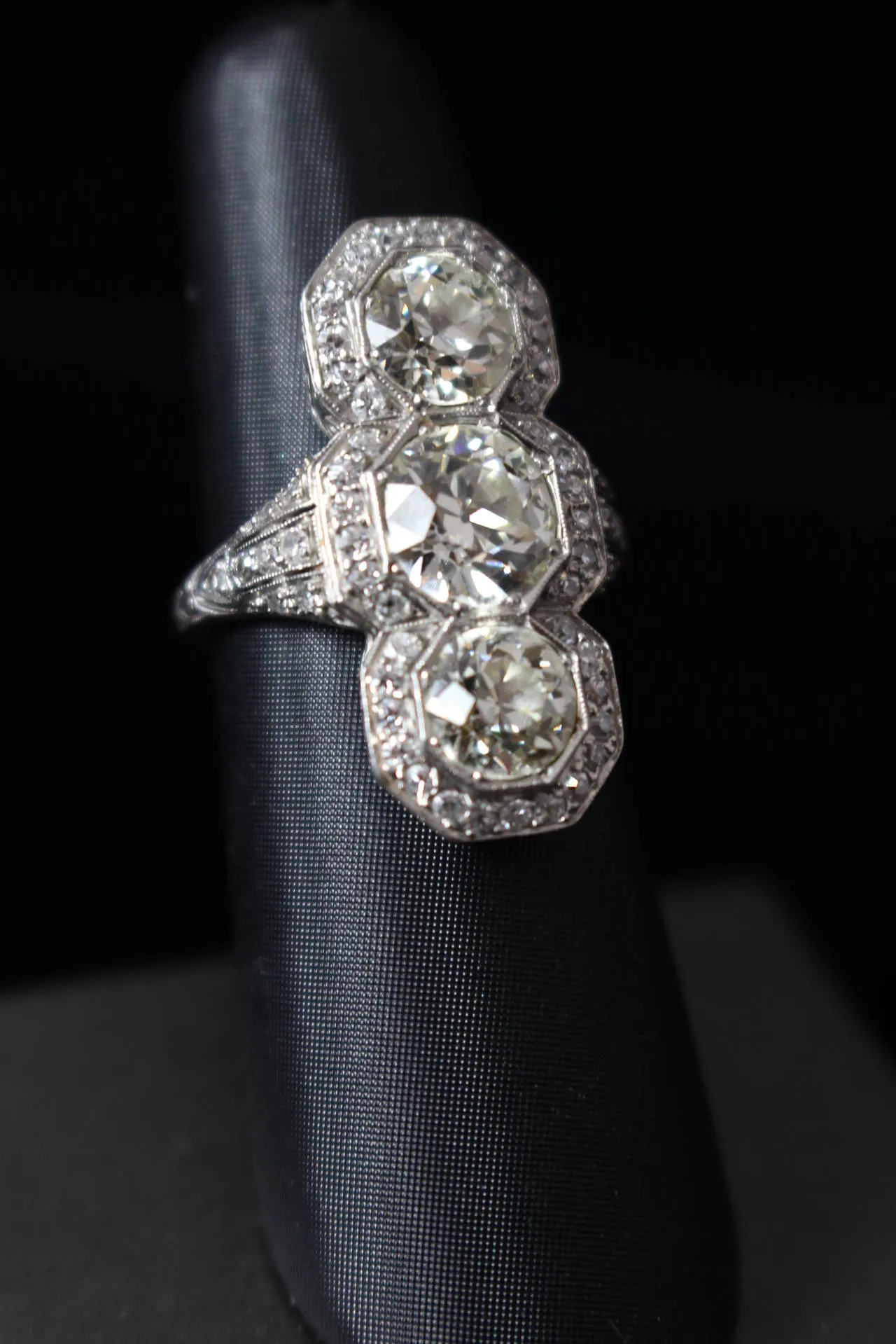 DIAMOND 1900s Edwardian European Cut Ring Size 6 1/2