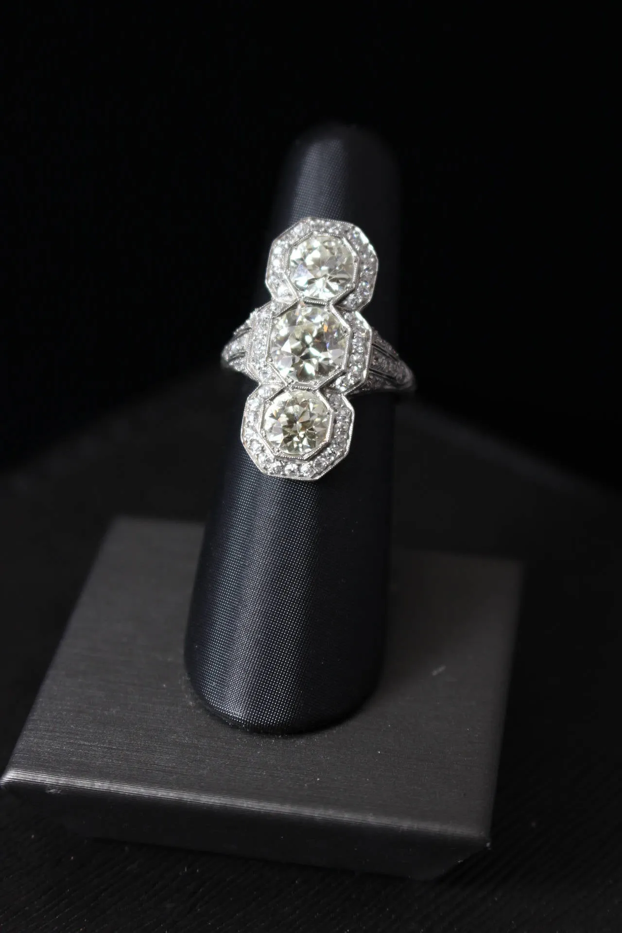 DIAMOND 1900s Edwardian European Cut Ring Size 6 1/2