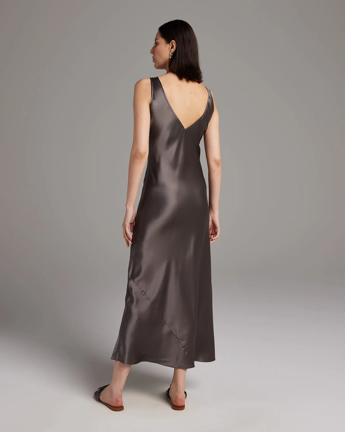 Double V Slip Dress in Silk Charmeuse