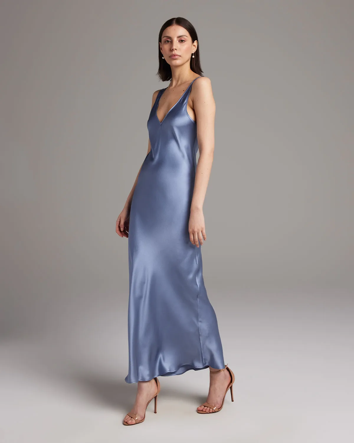 Double V Slip Dress in Silk Charmeuse