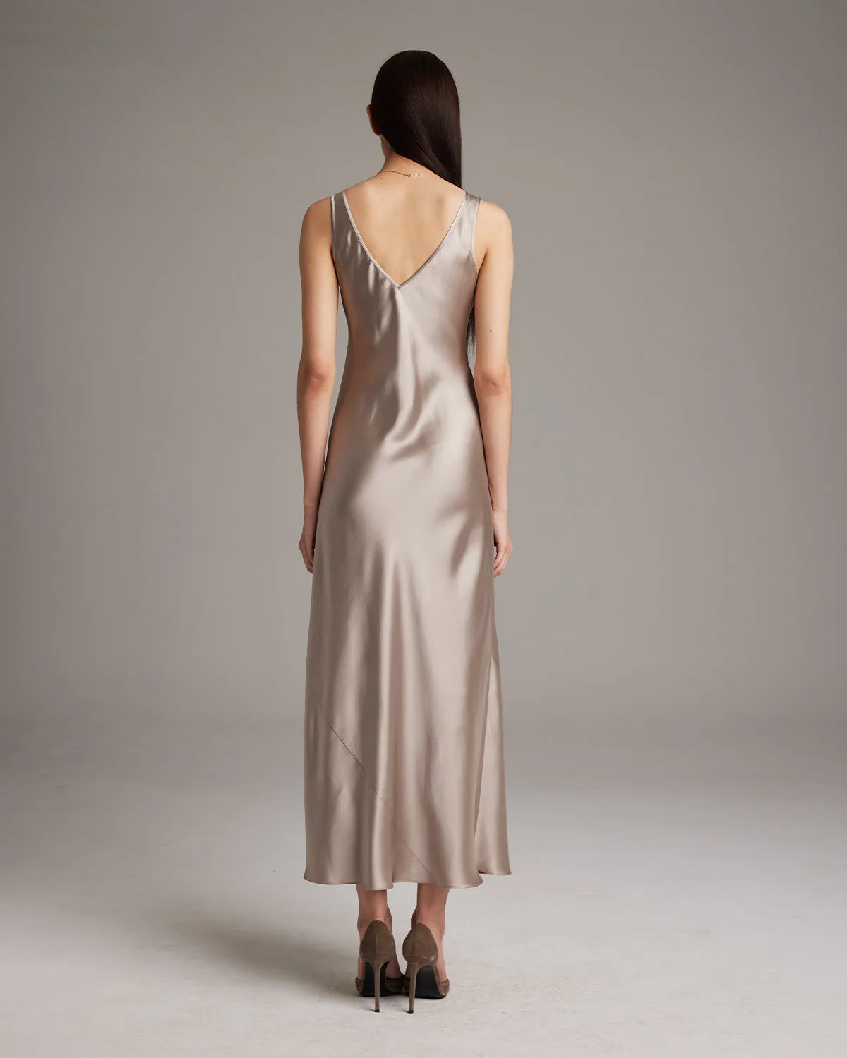 Double V Slip Dress in Silk Charmeuse