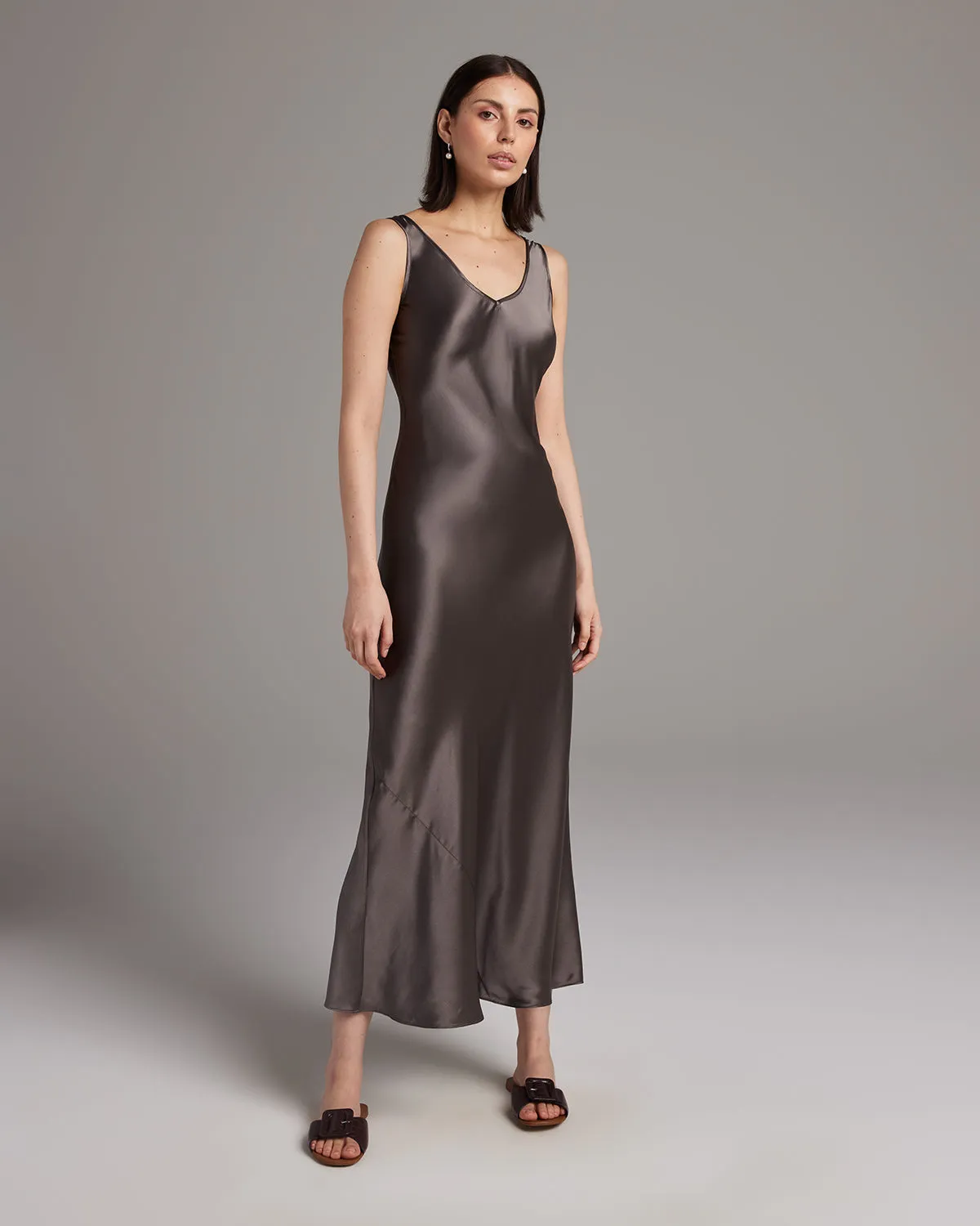 Double V Slip Dress in Silk Charmeuse