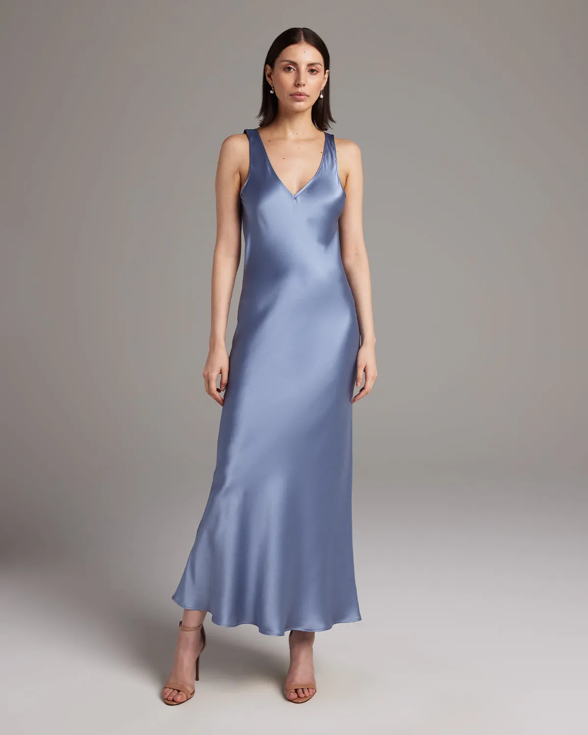 Double V Slip Dress in Silk Charmeuse