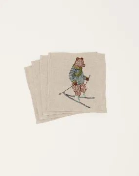 Downhill Skiers Cocktail Napkin Set