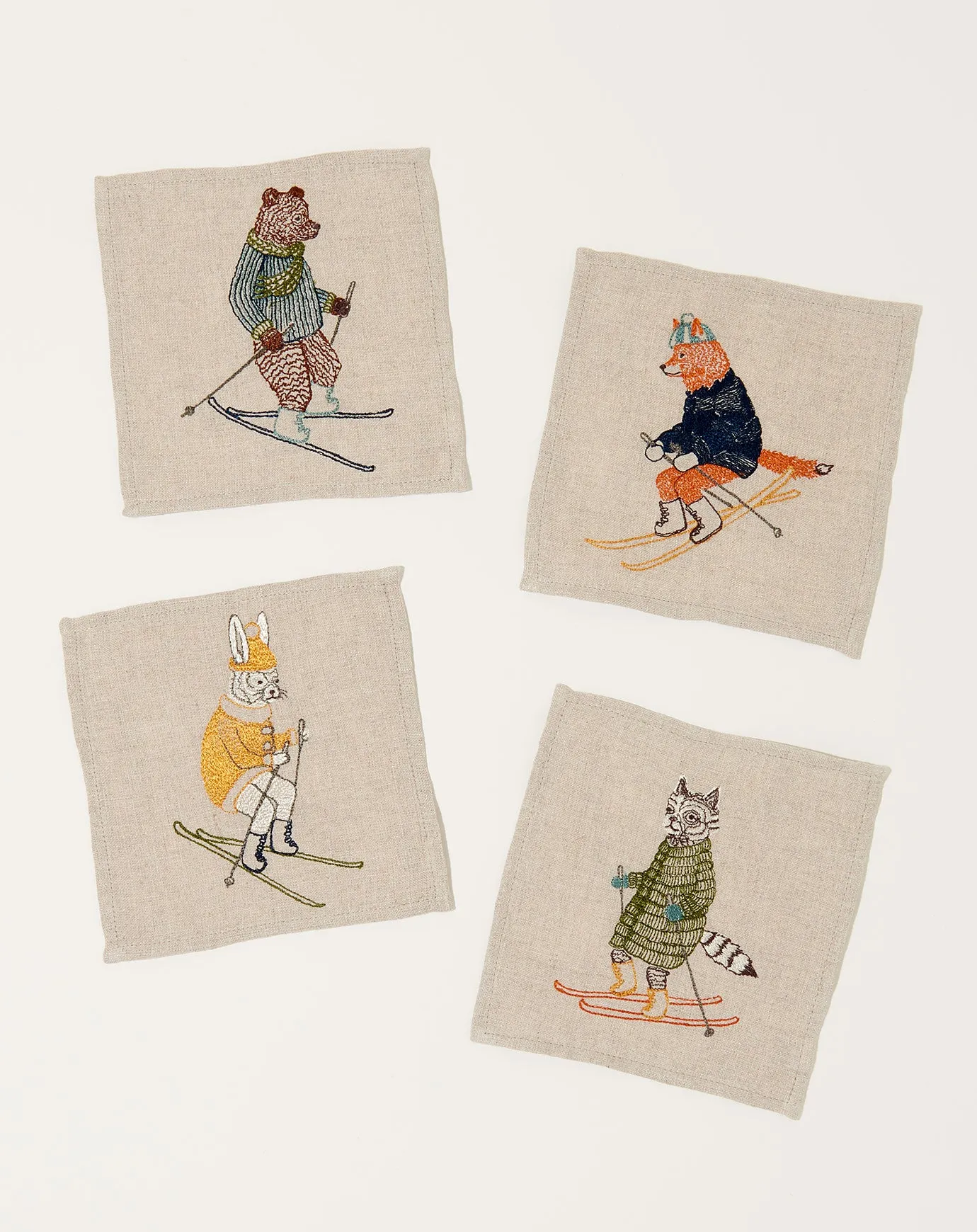 Downhill Skiers Cocktail Napkin Set