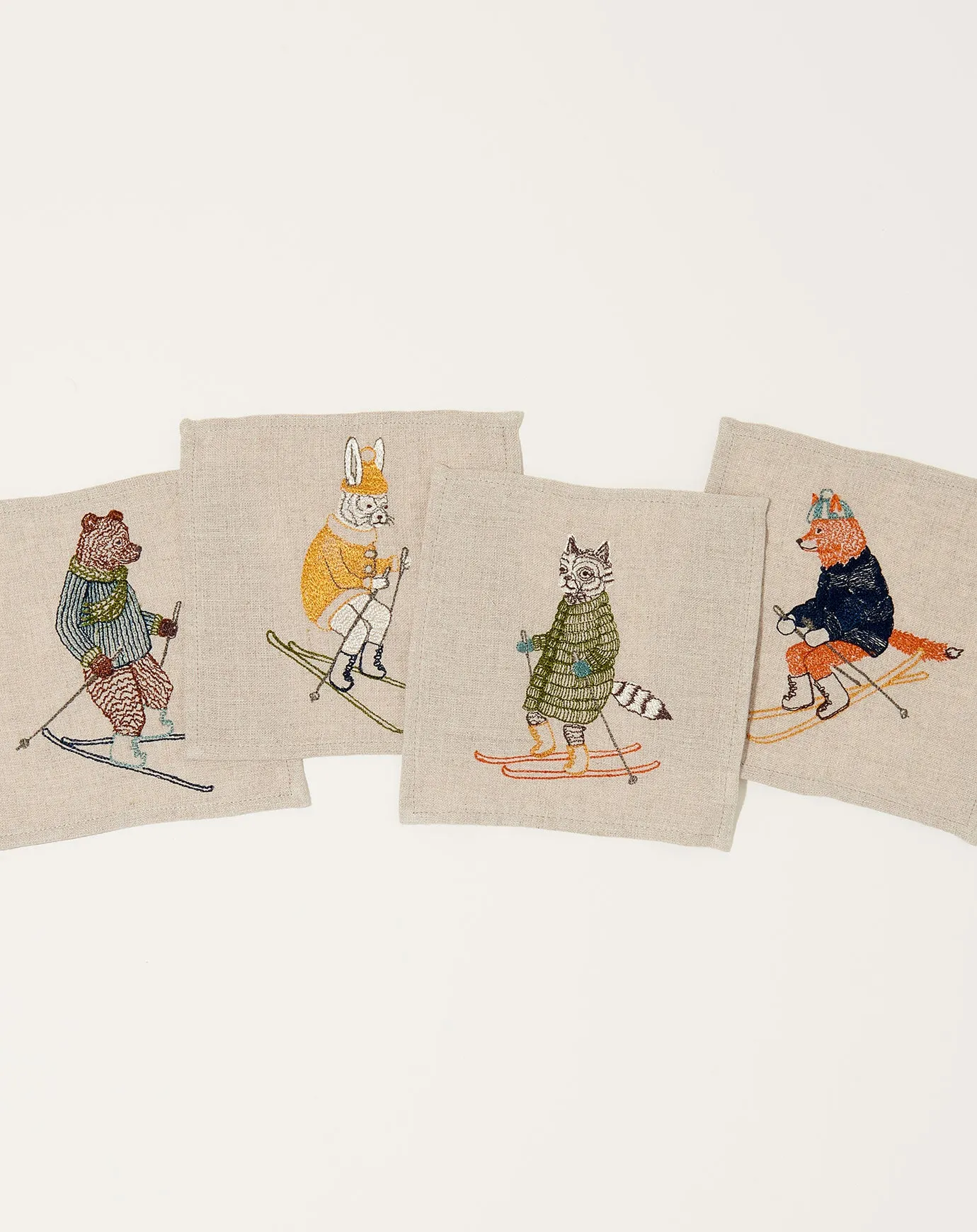 Downhill Skiers Cocktail Napkin Set