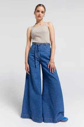 Duster Flared Jeans - Washed Denim