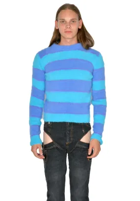 EGONLAB. KN003A FREDDY STRIPES KNIT JUMPER BLUE/PURPLE