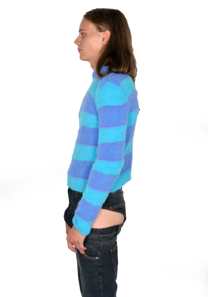 EGONLAB. KN003A FREDDY STRIPES KNIT JUMPER BLUE/PURPLE