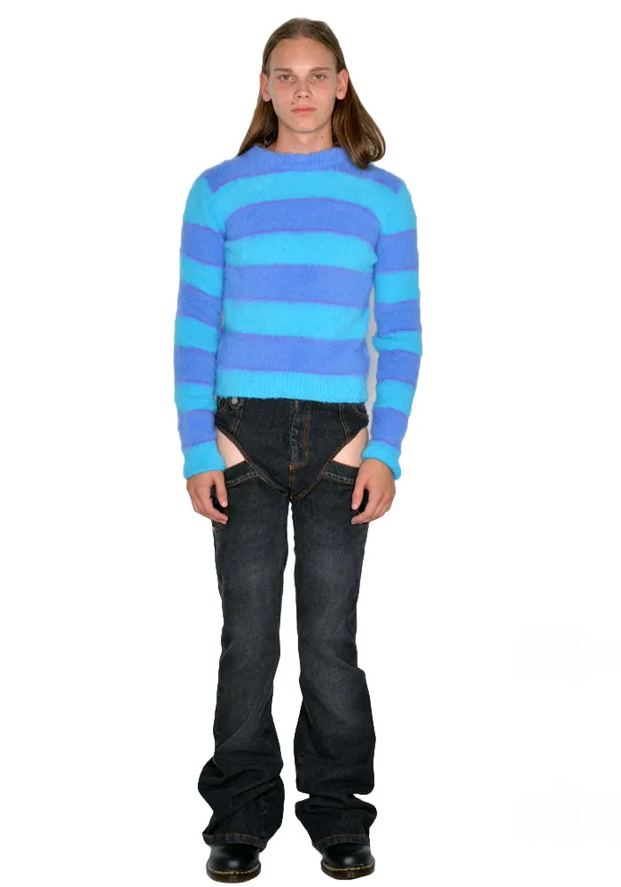 EGONLAB. KN003A FREDDY STRIPES KNIT JUMPER BLUE/PURPLE