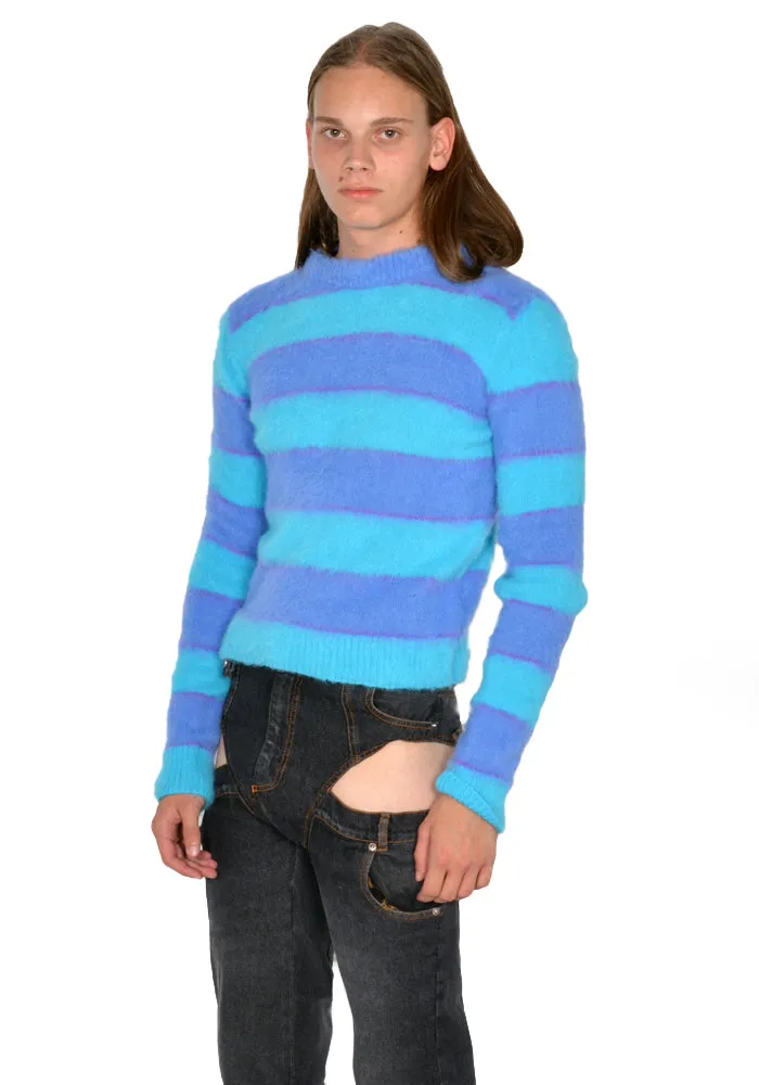 EGONLAB. KN003A FREDDY STRIPES KNIT JUMPER BLUE/PURPLE